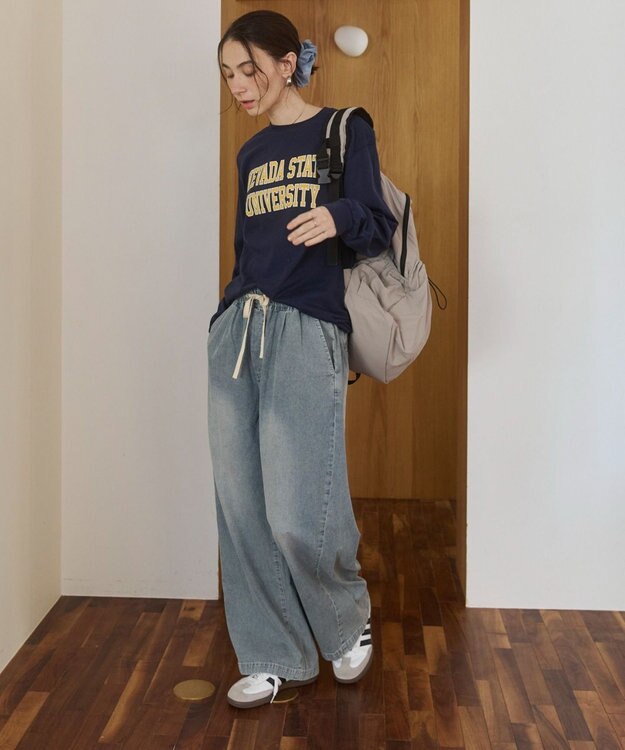 WEGO 【ANGIE VINTAGE】デニムイージーパンツ サックス