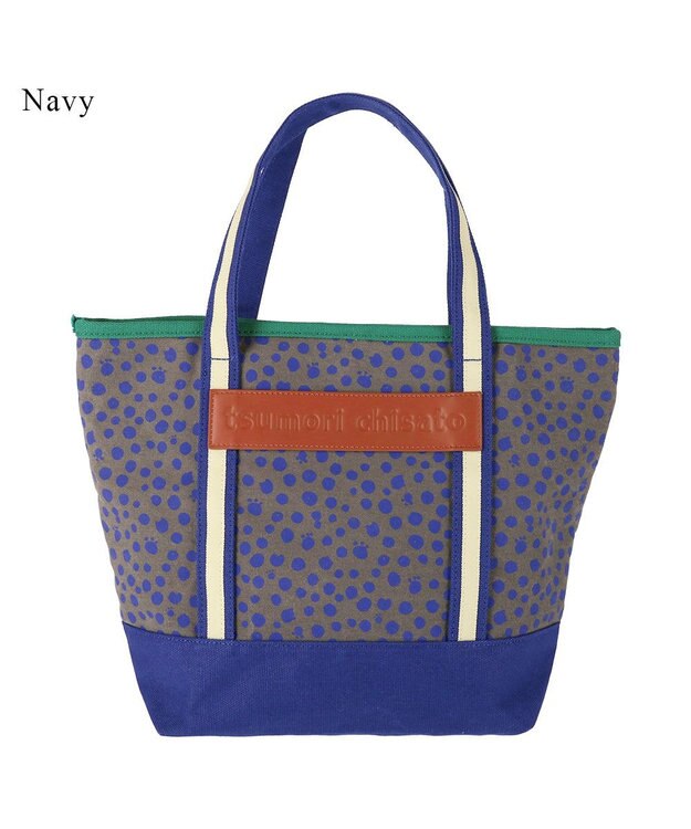 tsumori chisato CARRY コットンポルカドット ハンドバッグ Mサイズ ネイビー