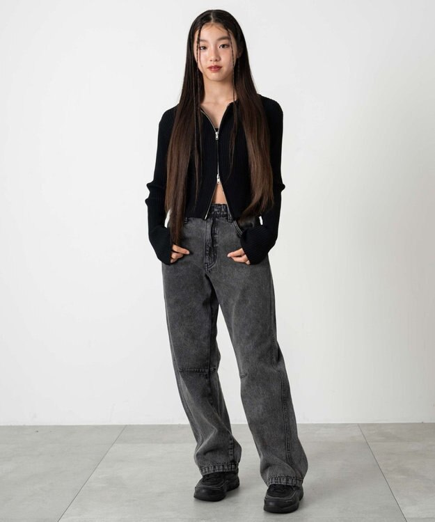 WEGO 【キッズITEM】イージーバレルレッグデニムパンツ（JUNIOR） デニムブラックソノタ
