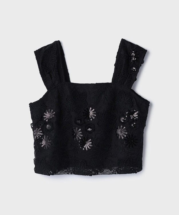 GRACE CONTINENTAL チュール刺繍トップ ブラック