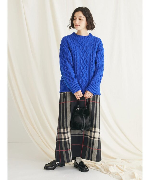 CRAFT STANDARD BOUTIQUE ケーブルニットドッキングスウェット Blue