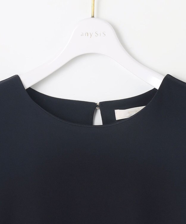 ANY SIS 【接触冷感・UVカット・洗える】ハイストレッチスムースタックスリーブ カットソー ネイビー