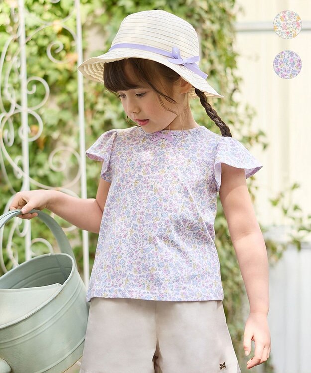 ANY KIDS 小花柄 プリント Tシャツ ラベンダー×花柄