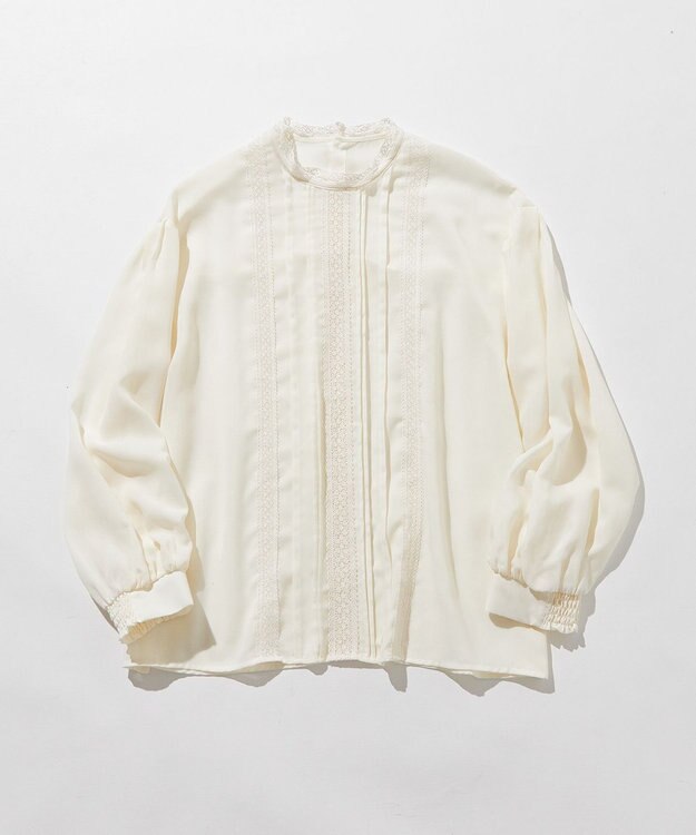 組曲 L 【洗える】シフォンツイルレース ブラウス アイボリー系