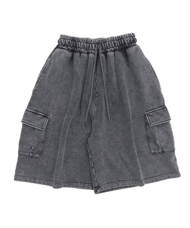 WEGO 【ウエストゴム】スウェットカーゴハーフパンツ スミクロ