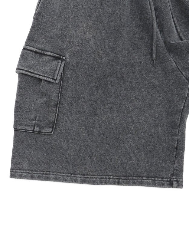 WEGO 【ウエストゴム】スウェットカーゴハーフパンツ スミクロ