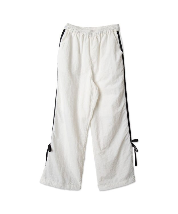 WEGO 【ウエストゴム】ラインリボンデザインナイロンバンツ ホワイト