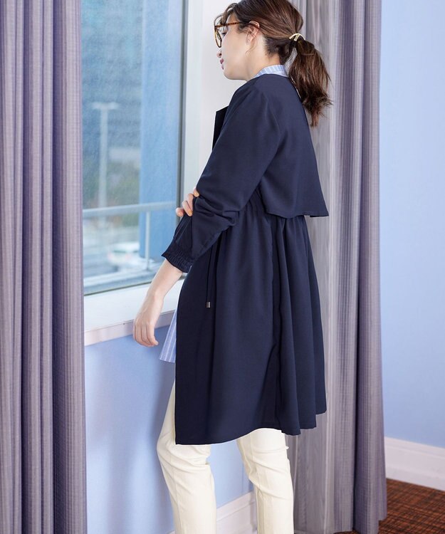 Tiaclasse 【洗える】タックヨーク着流しパフスリ－ブコート ネイビー