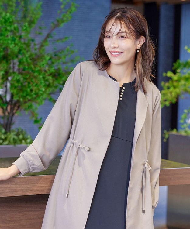 Tiaclasse 【洗える】タックヨーク着流しパフスリ－ブコート グレージュ