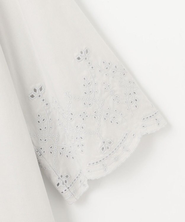 J.PRESS LADIES 【洗える】セルロースライト刺繍 ピンタック ブラウス ライトグレー系