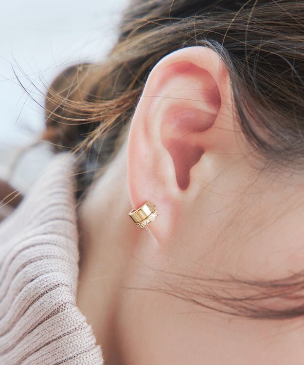Tiaclasse 【金属アレルギー対応】ラインフープピアス ゴールドピアス