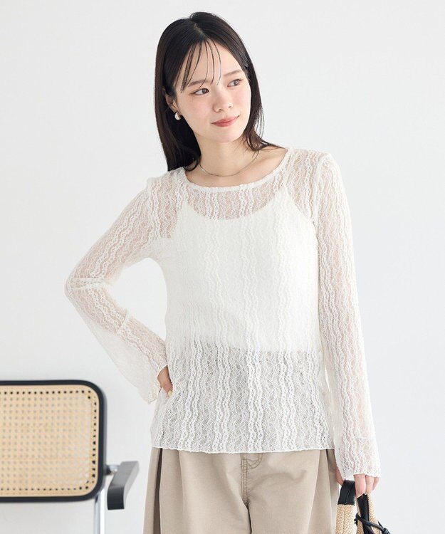 earth music&ecology レースプルオーバー Ivory
