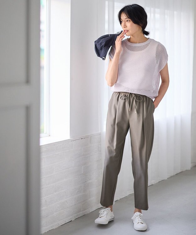 ANY フレンチスリーブメッシュニット ラベンダー