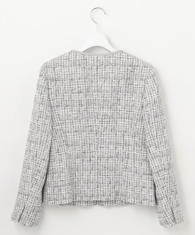 J.PRESS LADIES 【セットアップ対応】ファンシーツイード ノーカラー ジャケット ホワイト系