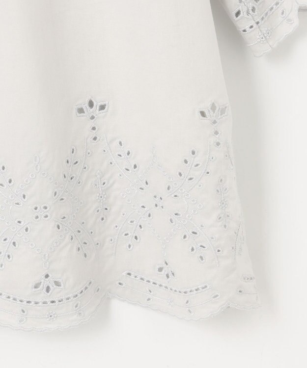 J.PRESS LADIES 【洗える】セルロースライト刺繍 ピンタック ブラウス ライトグレー系