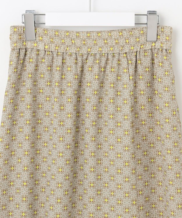 自由区 【洗える・XSサイズあり】アラベスクプリント スカート オリーブイエロー