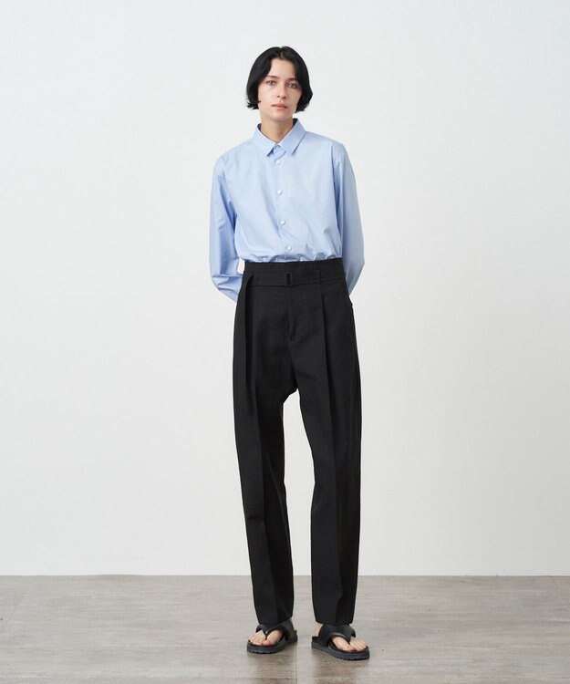 ATON KYOTO TSURIZOME LINEN | タックテーパードパンツ BLACK
