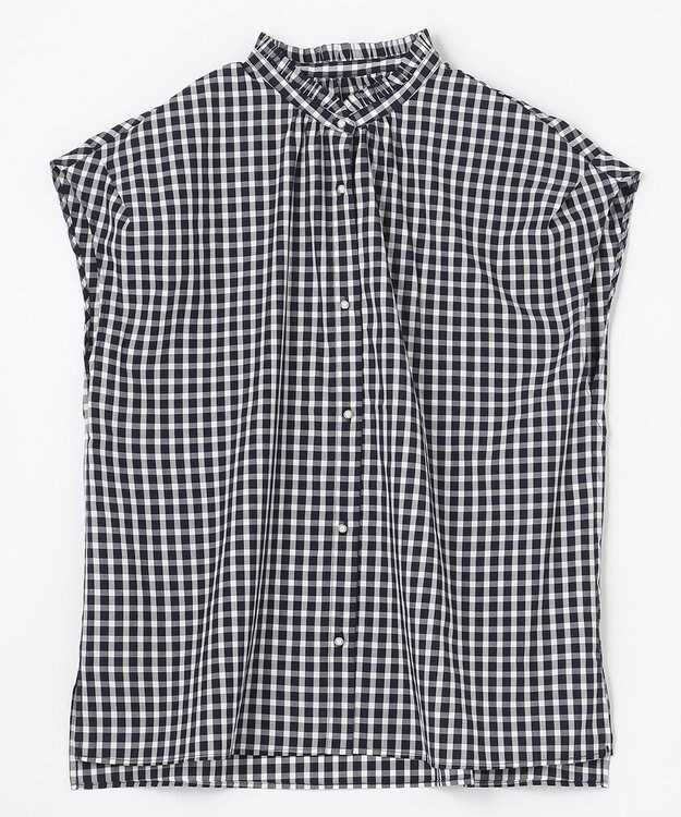 ANY 【UVカット/吸水速乾/抗菌防臭】エニィファンクション ノースリーブブラウス ネイビーギンガム