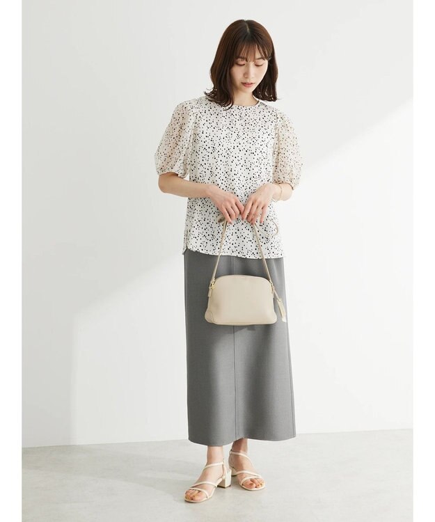 Green Parks 異素材ドットブラウス Light Beige