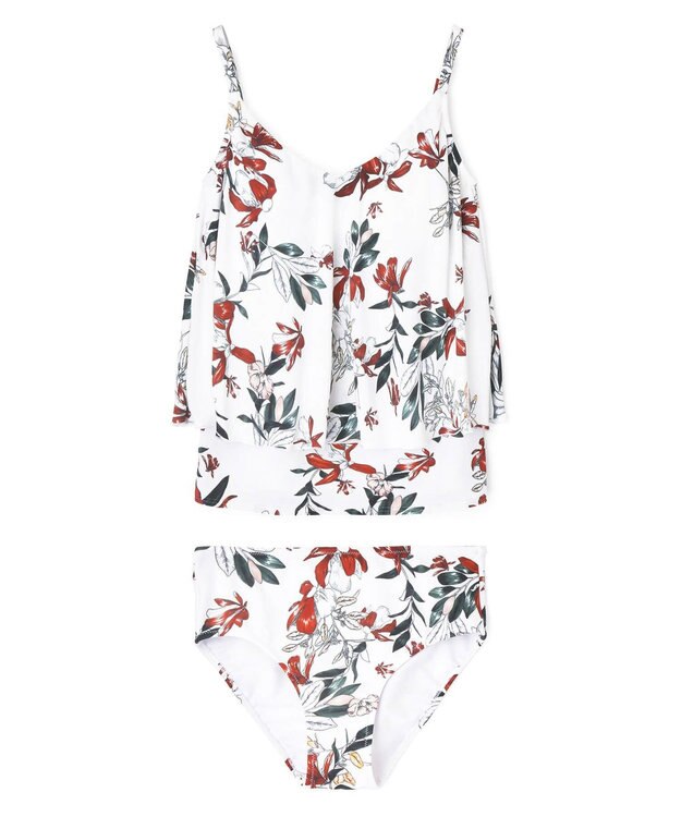 San-ai Resort（三愛水着楽園） 【SALE】ロングパンツセット水着　9M・11L　【Coral veil（コーラルヴェール）】 ホワイト