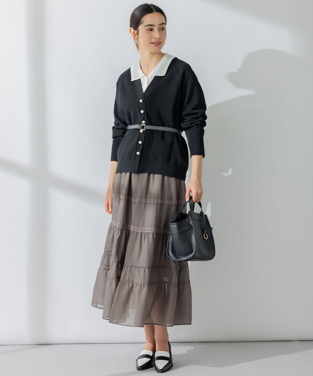 組曲 L 【人気商品が春カラーで登場！】スポンディッシュニット カーディガン ブラック系