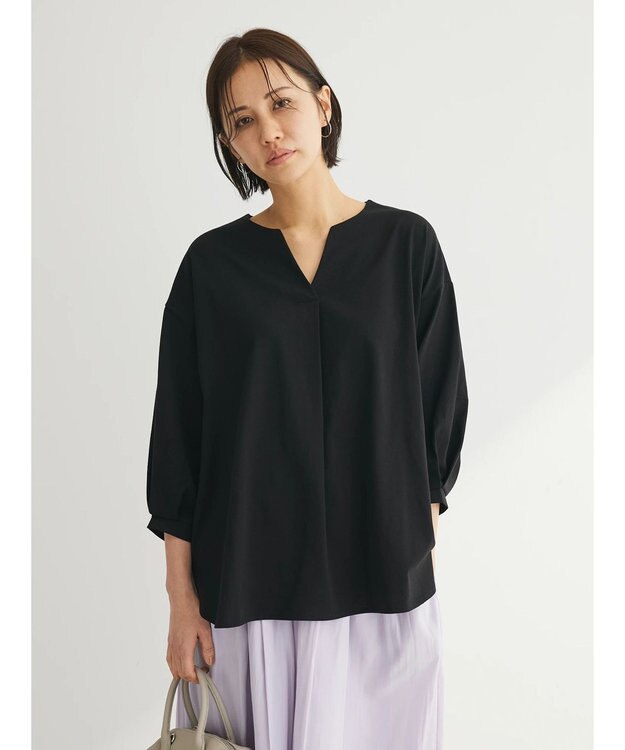 Green Parks ＢＰスキッパー七分袖カットプルオーバー Black