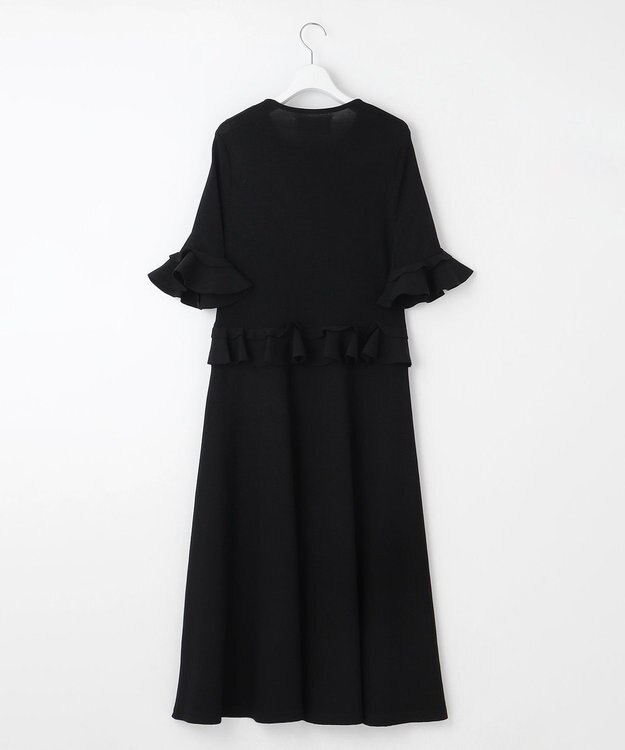 自由区 【カトリエムブーケ】Ruche フリルディテールニットドレス ブラック