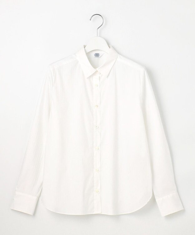 J.PRESS LADIES L 【洗える】BEZコットンナイロン ストライプ シャツカラー ブラウス ホワイトドビー系1