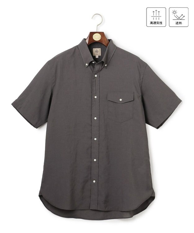 J.PRESS MEN 【KING SIZE】【遮熱 / 高通気性】ハケメパッチフラップ 半袖シャツ / B.D. グレー系