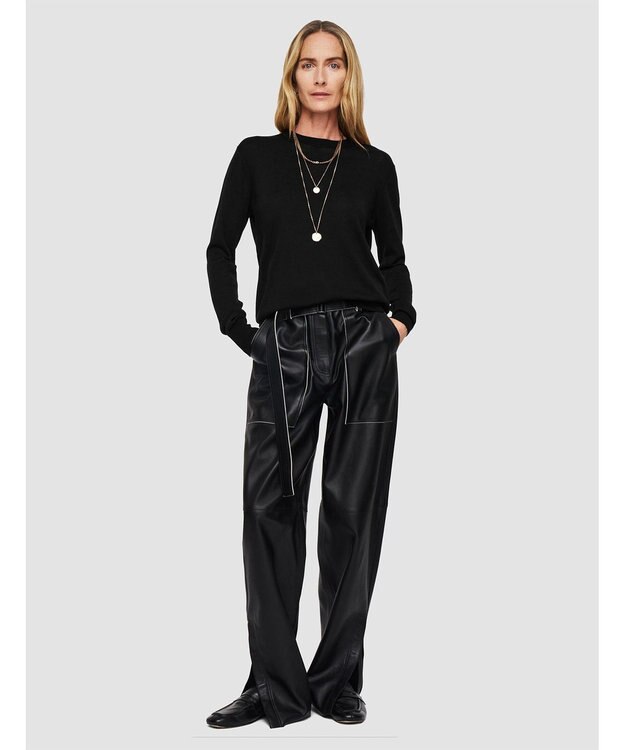 JOSEPH 【洗える】スーパーファインコットンシルク　ラウンドネックニット Black