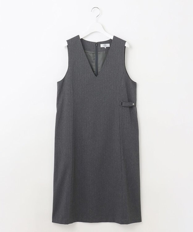 J.PRESS LADIES L 【洗える】LANATEC シャークスキン&ヘリンボーン ジャンパースカート グレー系