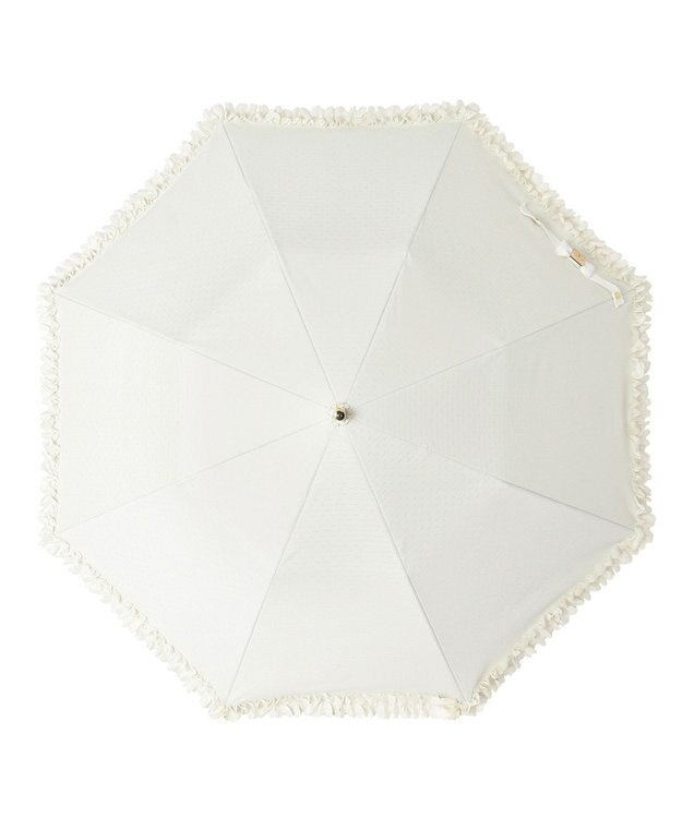 MOONBAT ランバン オン ブルー 晴雨兼用日傘 折りたたみ傘 ドビー×フリル 遮光 遮熱 UV オフホワイト