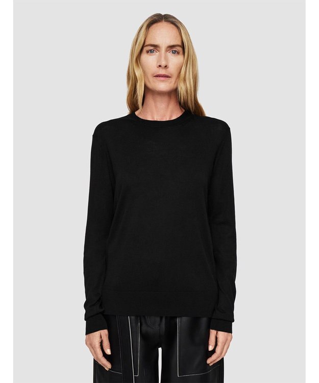 JOSEPH 【洗える】スーパーファインコットンシルク　ラウンドネックニット Black