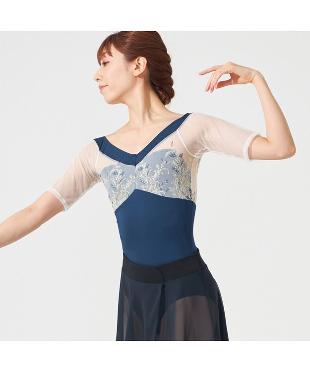 Chacott ハーフスリーブレオタード ネイビー