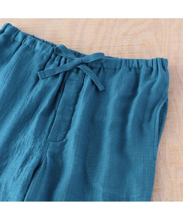 UCHINO マシュマロガーゼパイピングメンズパジャマ ブルーグリーン