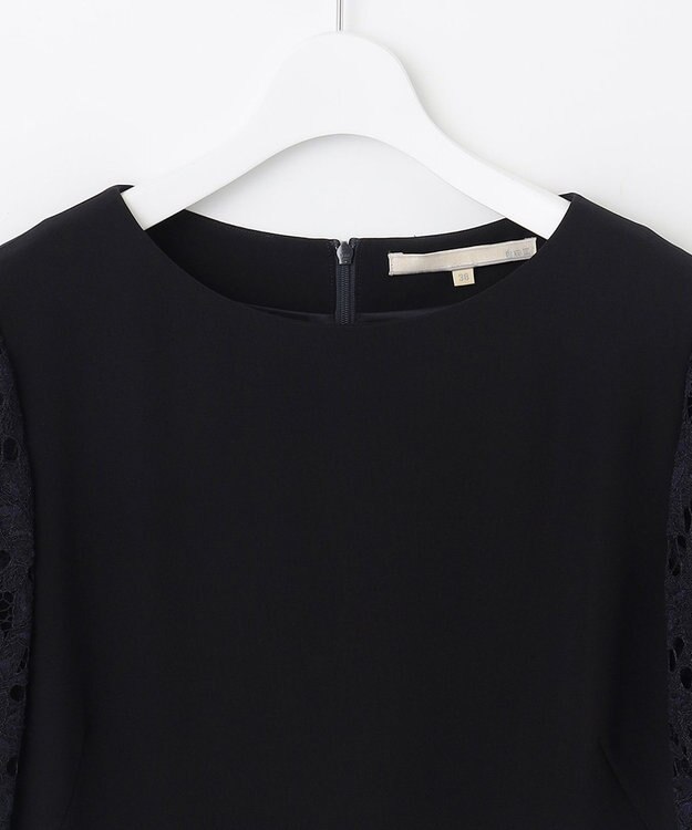 自由区 L 【洗える】レースコンビ ワンピース ネイビー系