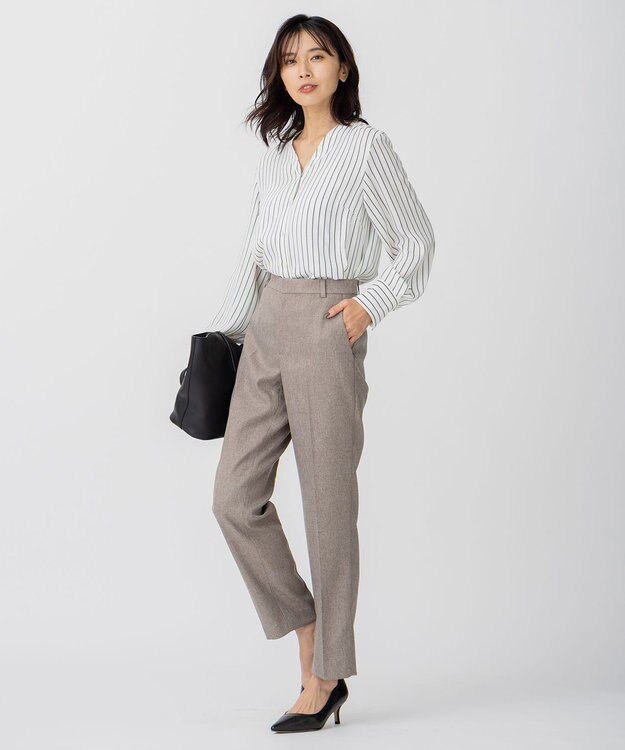 23区 L 【CLASSY.1月号掲載/洗える】ウールライクカルゼ テーパード パンツ ダークブラウン系