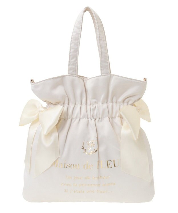 Maison de FLEUR ダブルリボン2Wayトートバッグ Ivory