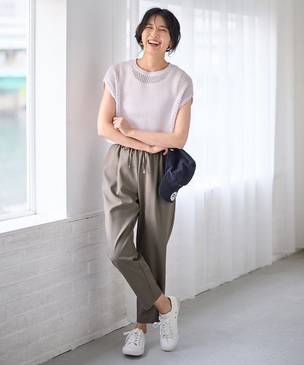 ANY フレンチスリーブメッシュニット ラベンダー