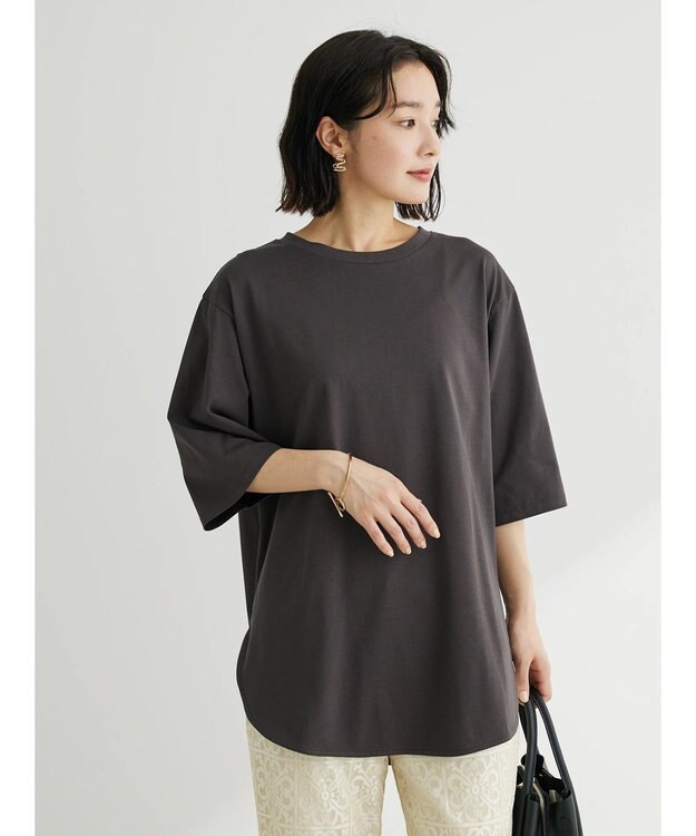 Green Parks 汗じみ防止５分袖チュニック Off White