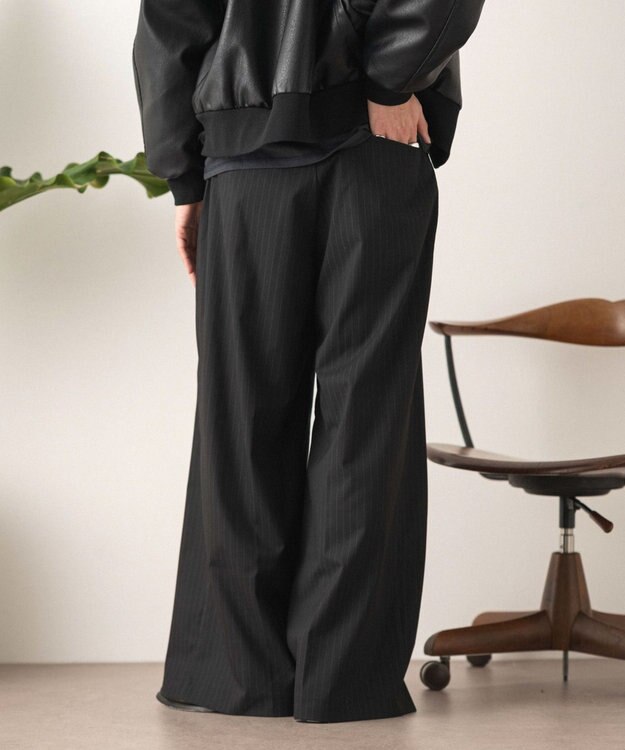 WEGO 【セットアップ対応】2タックバギースラックス ブラックストライプ