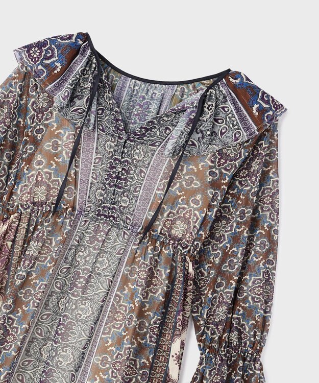 GRACE CONTINENTAL ペイズリープリントドレス カーキ