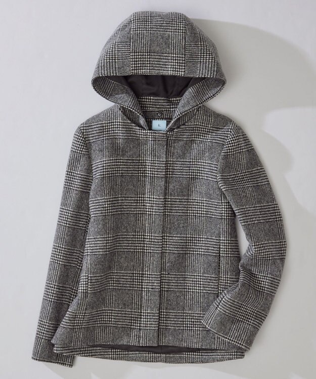 組曲 2WAYショートビーバー フーテッドコート ブラック系3