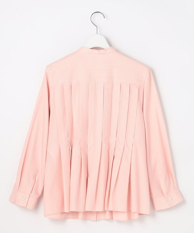 自由区 【カタログ掲載】ドレープブロードタック ブラウス ピンク×白ライン