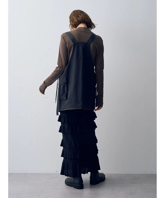 YECCA VECCA ティアードフリルラメニットスカート Black