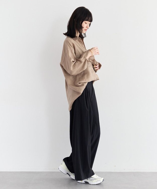 YECCA VECCA 3wayフレンチリネンシャツ Dark Beige