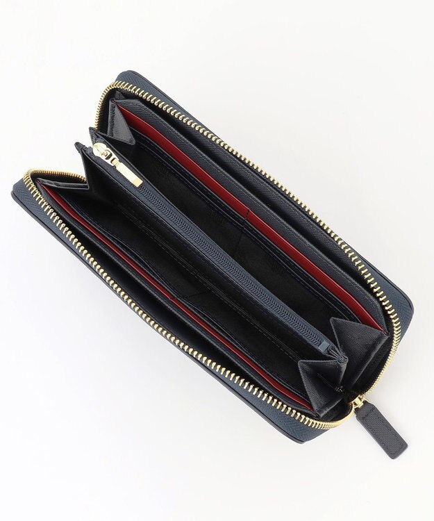 J.PRESS MEN 【MORPHO×J.PRESS】エンブレムボタン 長財布(ラウンドファスナー) ネイビー系