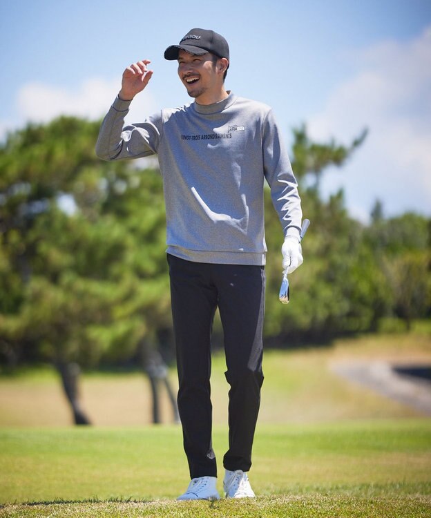 23区GOLF 【MEN】フロントロゴ モックネックシャツ ライトグレー系