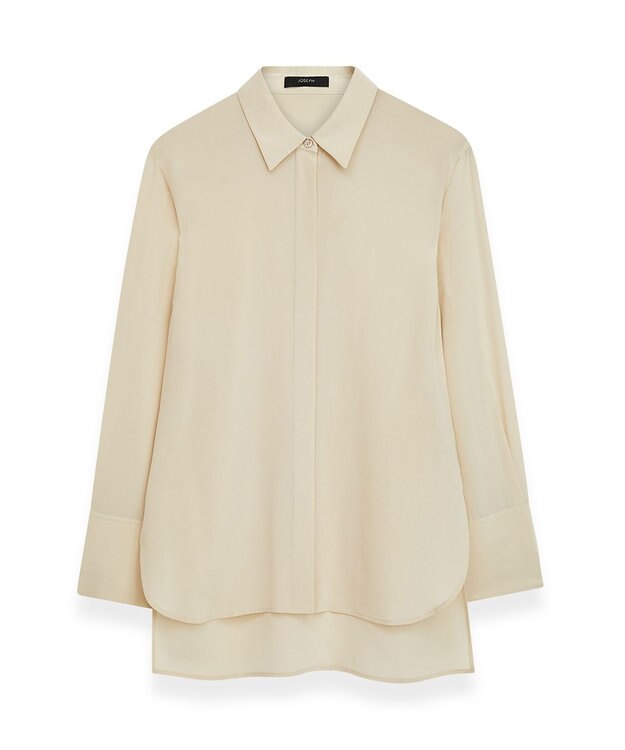 JOSEPH クレープ  ド  ソワ　レギュラーカラーシャツ Oat