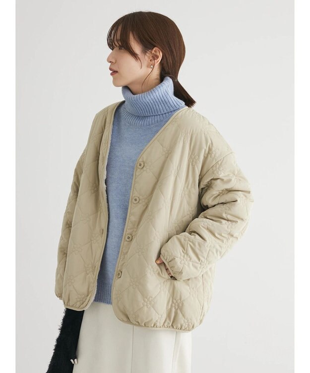 Green Parks ・ＳＵＧＡＲ　ＳＰＯＯＮ　２ｗａｙフラワーキルトブルゾン Light Khaki